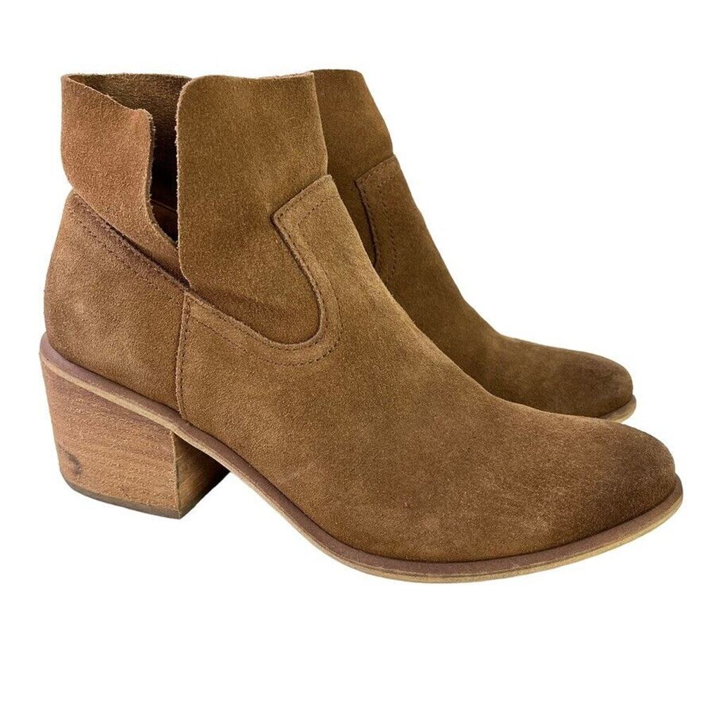 BP Womens Brice Brown Suede Leather Pull On Ankle Boots Booties Shoes sz 9